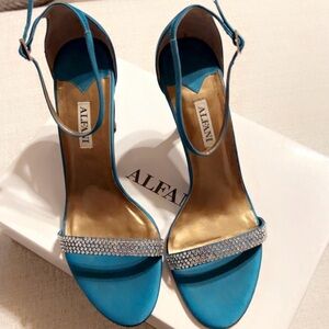 Alfani Turquoise Heels with Rhinestone Strap